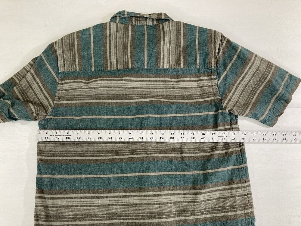 HippyTree Shirt Mens M Green Gray Stripe Pocket Short Sleeve Cotton Gorpcore Tee - Picture 7 of 8